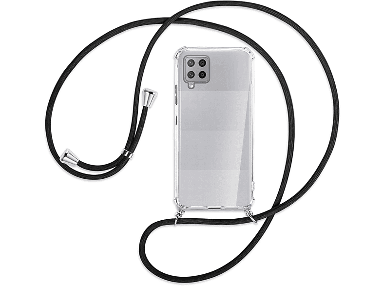 MTB MORE Silber Umhänge-Hülle Schwarz Kordel, mit ENERGY Galaxy A42 / Backcover, 5G, Samsung