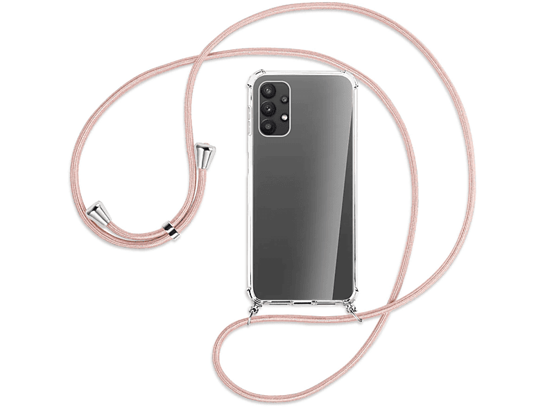 Galaxy MTB Backcover, 4G, mit Kordel, Silber Samsung, Umhänge-Hülle A23 5G, Rosegold MORE A23 ENERGY / Galaxy
