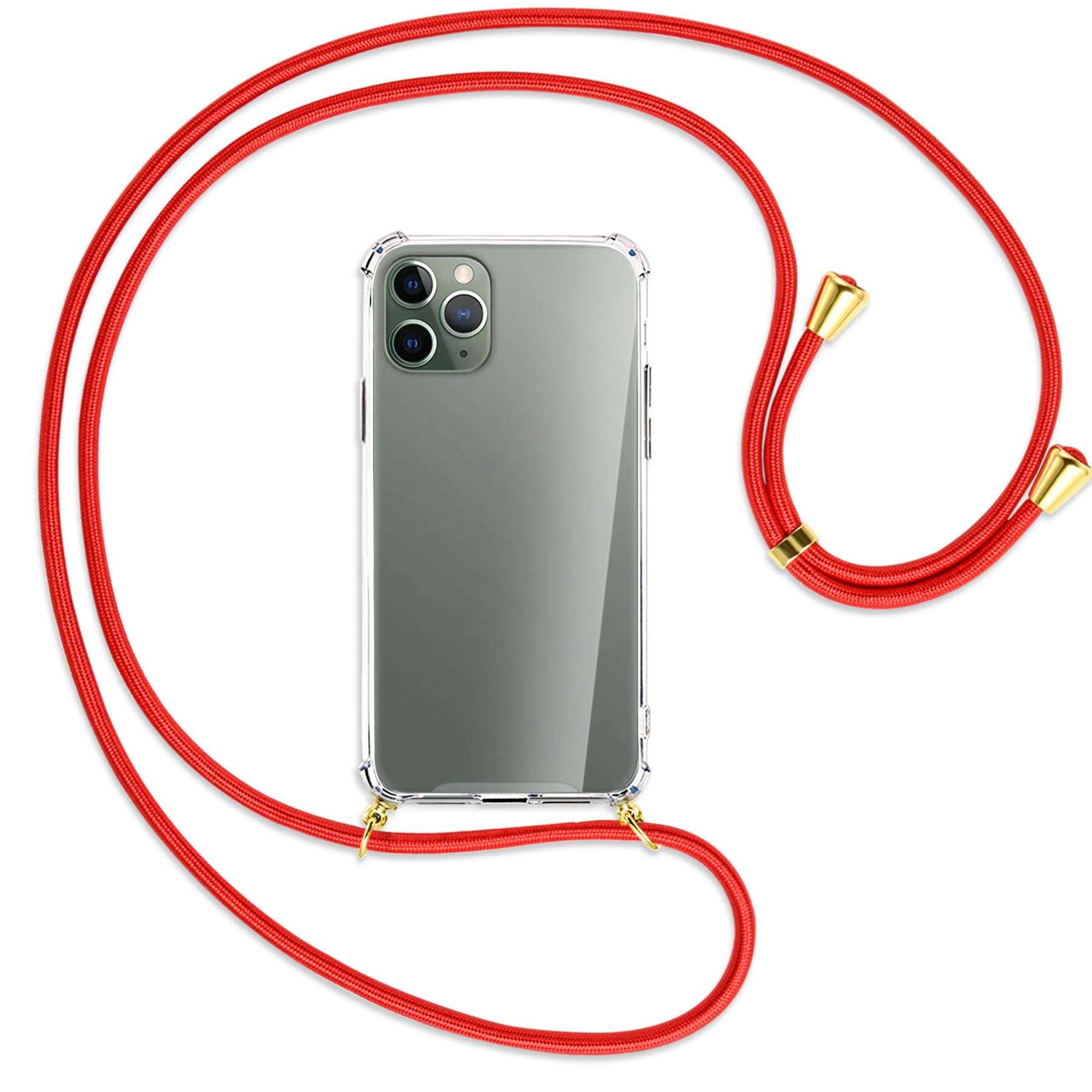 / 11 Rosegold Apple, iPhone Backcover, MORE ENERGY mit Pro, Umhänge-Hülle MTB Kordel, Gold