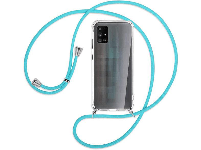 Samsung, / mit MORE A71 Galaxy MTB Backcover, Silber Kordel, Türkis 5G, ENERGY Umhänge-Hülle
