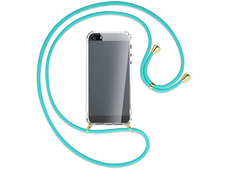 MTB MORE ENERGY Umhänge-Hülle mit iPhone iPhone Backcover, Gold Kordel, / 5, 5s, SE, Apple, Türkis iPhone