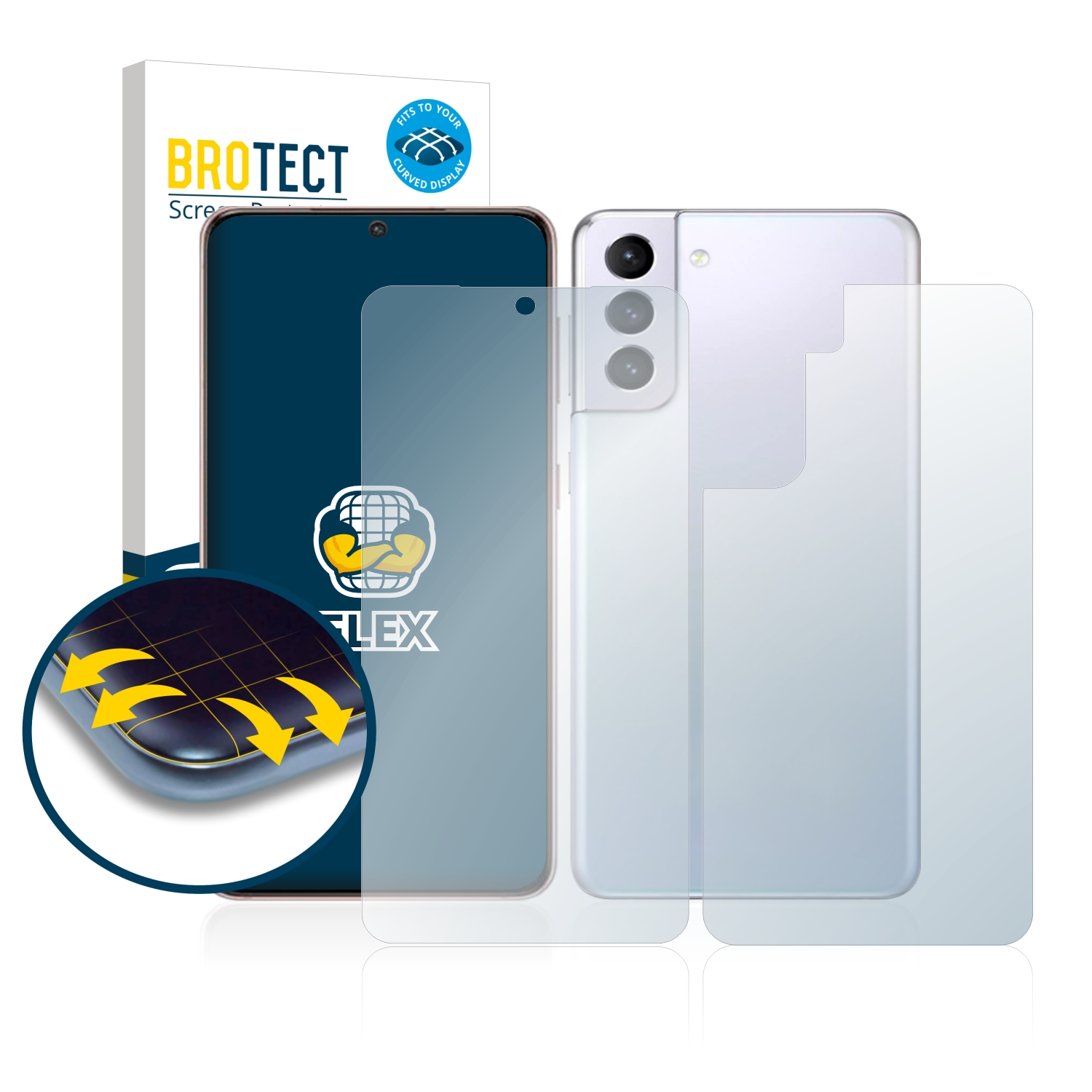 BROTECT 2x Flex Samsung S21) Galaxy Full-Cover Curved 3D Schutzfolie(für