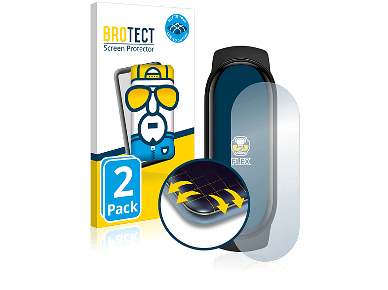 BROTECT 2x Flex Full-Cover 3D Curved Schutzfolie(für Xiaomi Mi Band 6) | Smartwatch Schutzfolien & Gläser