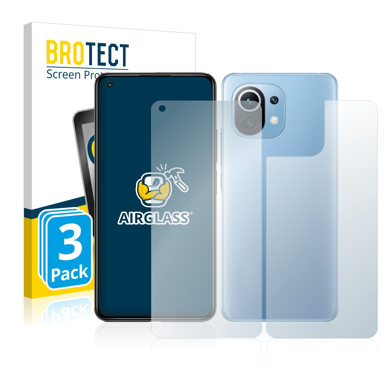 BROTECT 3x 11 klare Mi Schutzfolie(für Xiaomi Lite Airglass 5G)