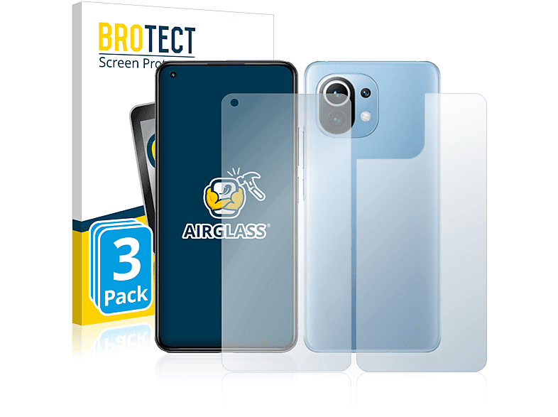 BROTECT 3x Airglass klare 5G) 11 Lite Schutzfolie(für Mi Xiaomi