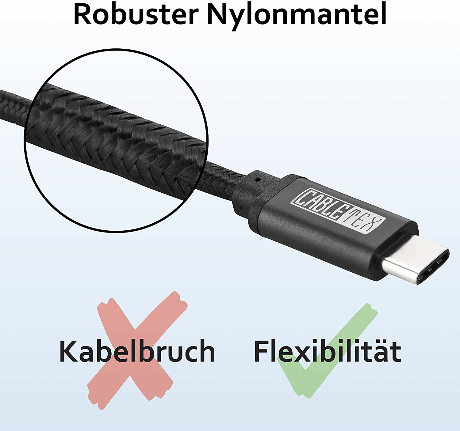 CABLETEX USB C Kabel Schwarz USB-Kabel