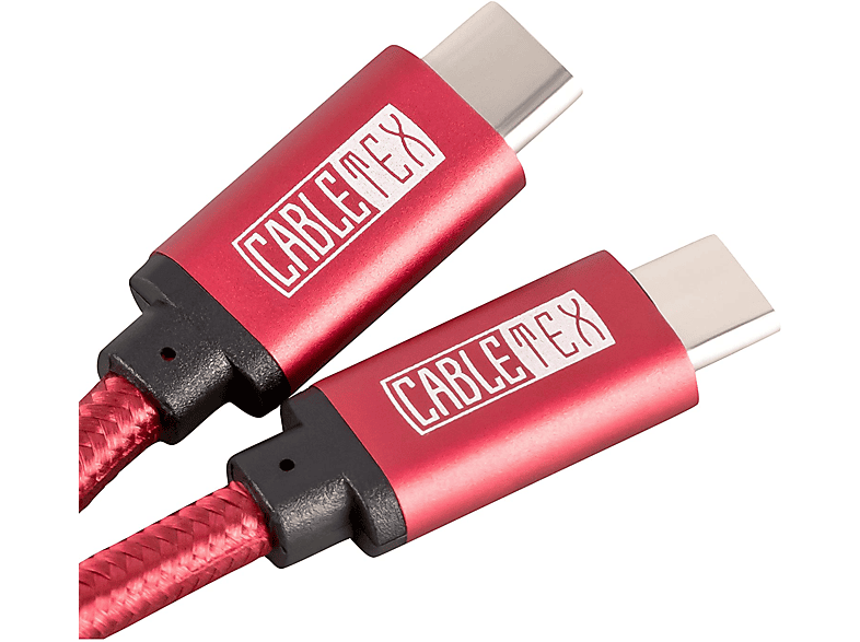 CABLETEX USB C Kabel Schwarz Rot USB-Kabel, 