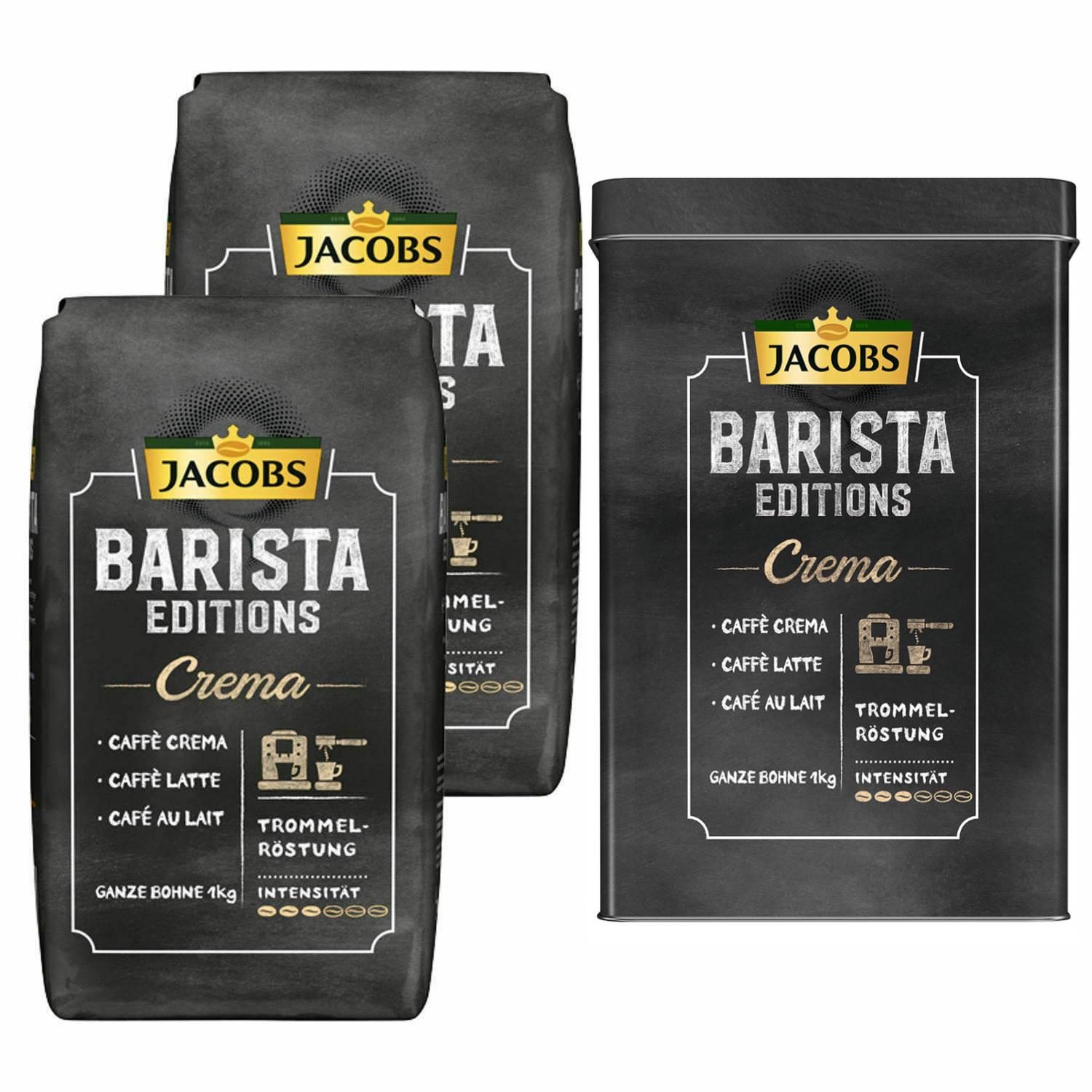 Editions x Aluminium Barista geröstete 1 Barista + Crema Kaffeebohnen Dose kg (Kaffeevollautomaten) JACOBS 2