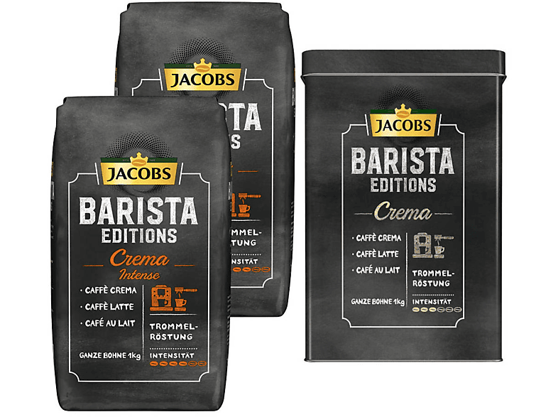 JACOBS Barista Editions Crema Intense 2 x 1 kg + 1 Barista Dose geröstete Kaffeebohnen