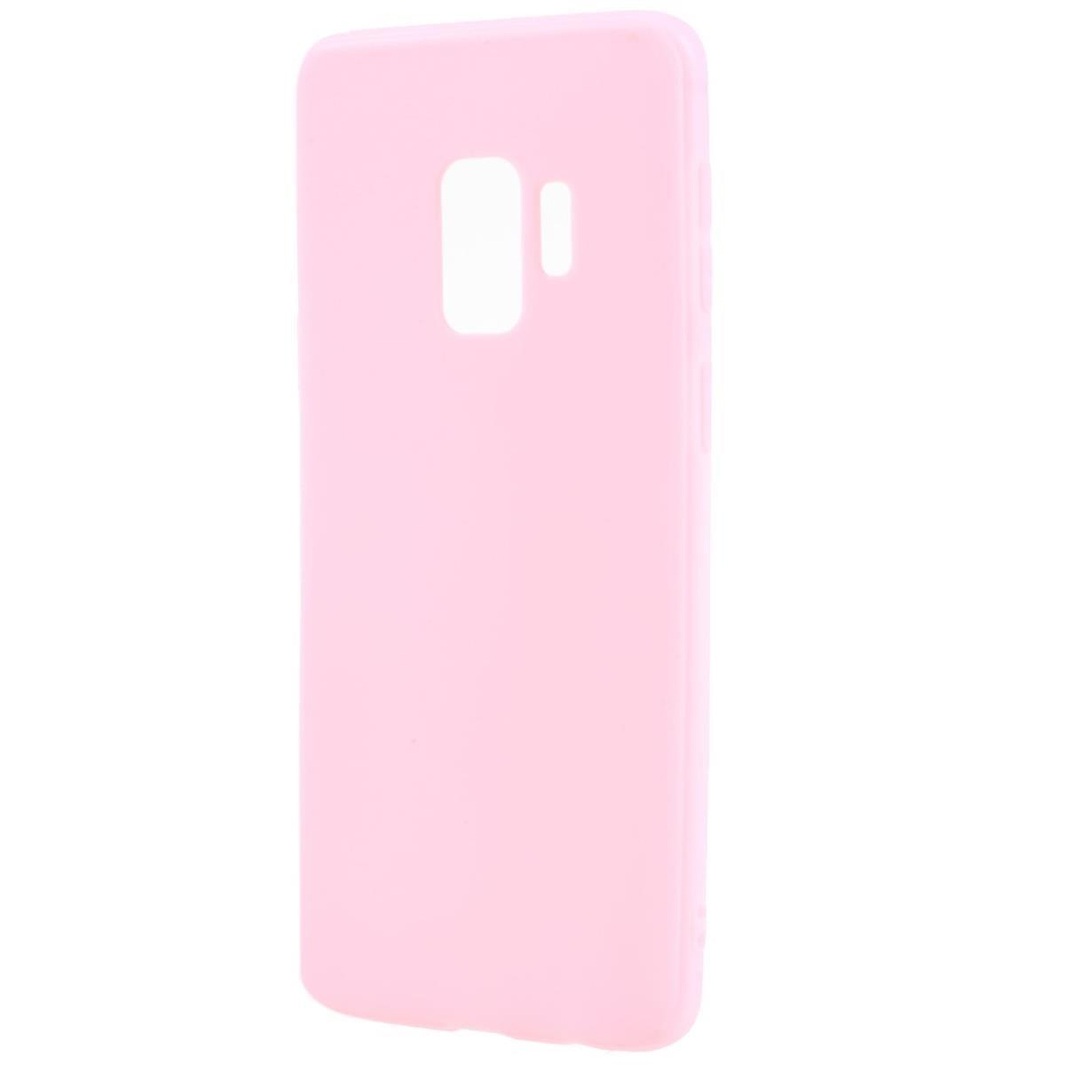 Nahaufnahme einer pinkfarbenen Handyhülle mit Aussparungen für Kamera und Tasten.