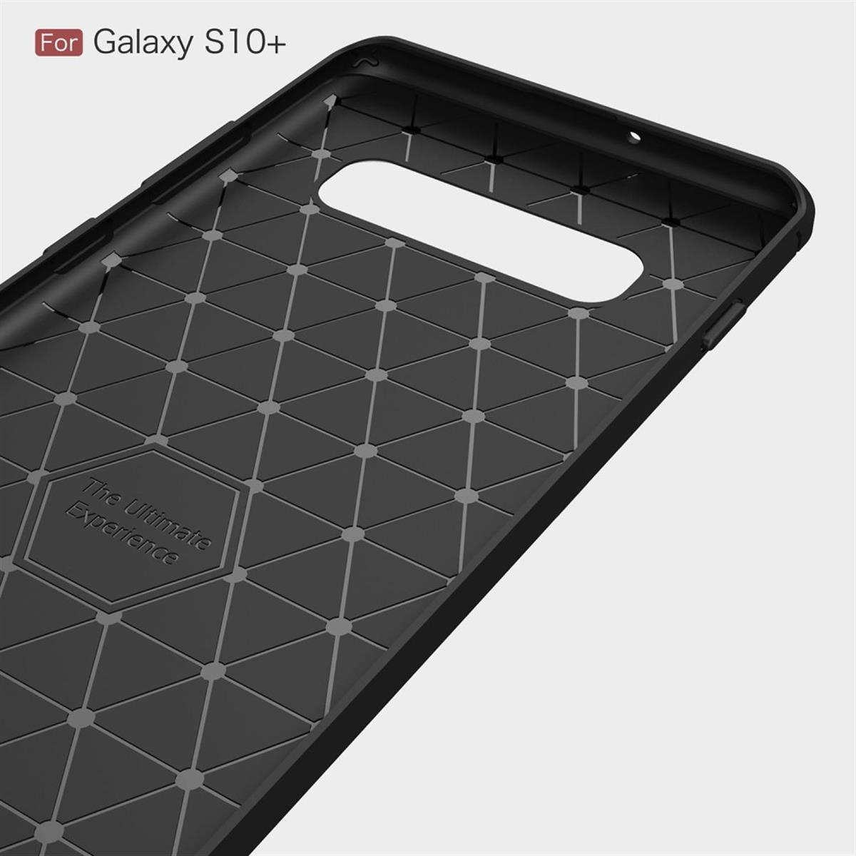 COVERKINGZ Handycase im Backcover, Samsung, S10+ Galaxy Carbon [Plus], schwarz Look