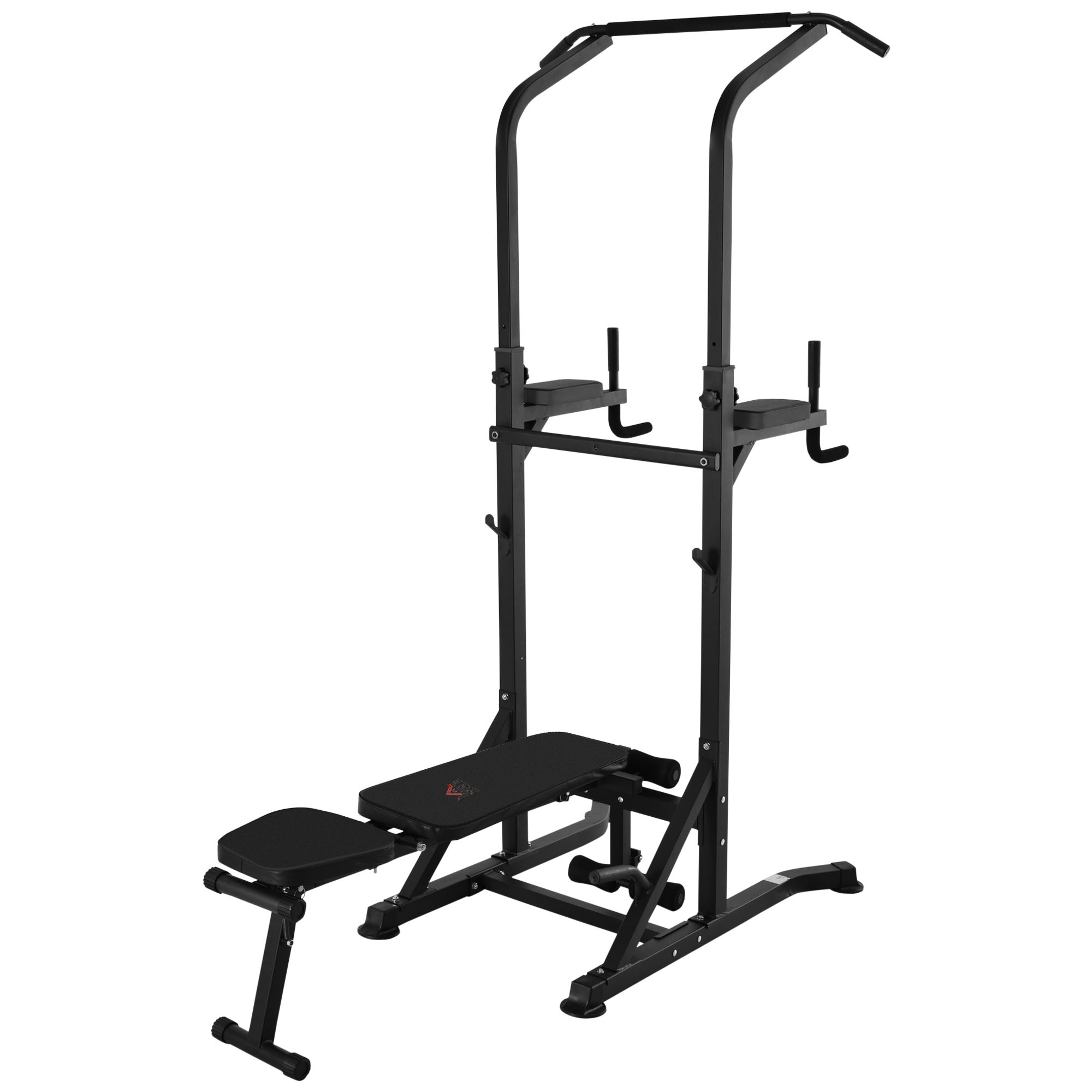 Estación de Musculación - HOMCOM altura ajustable, banco plegable, carga 150kg, 99x178x230 cm