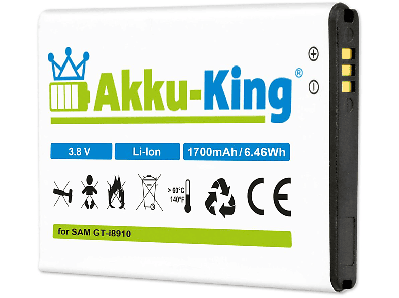 Volt, EB504465VUC Akku Samsung 3.8 mit Handy-Akku, AKKU-KING Li-Ion kompatibel 1700mAh