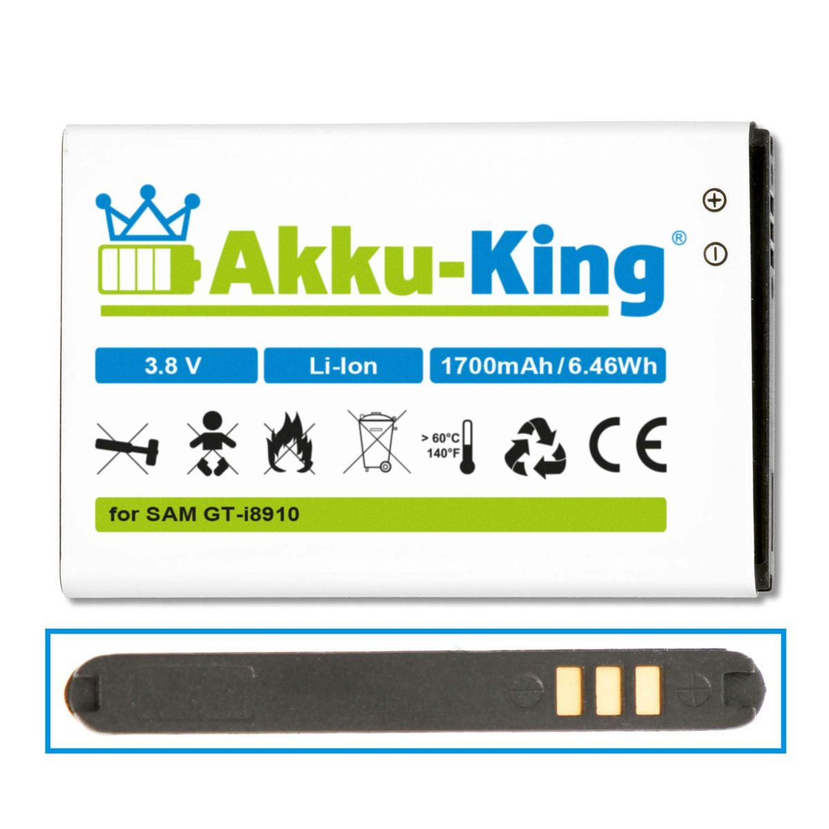 AKKU-KING Akku kompatibel mit Samsung 3.8 1700mAh Volt, EB504465VUC Li-Ion Handy-Akku