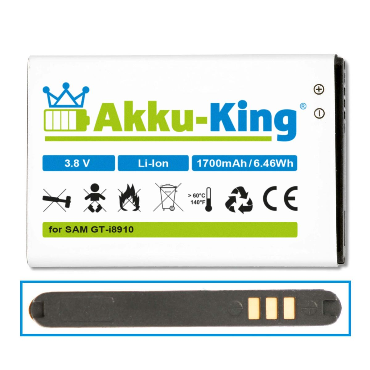 Volt, EB504465VUC Akku Samsung 3.8 mit Handy-Akku, AKKU-KING Li-Ion kompatibel 1700mAh