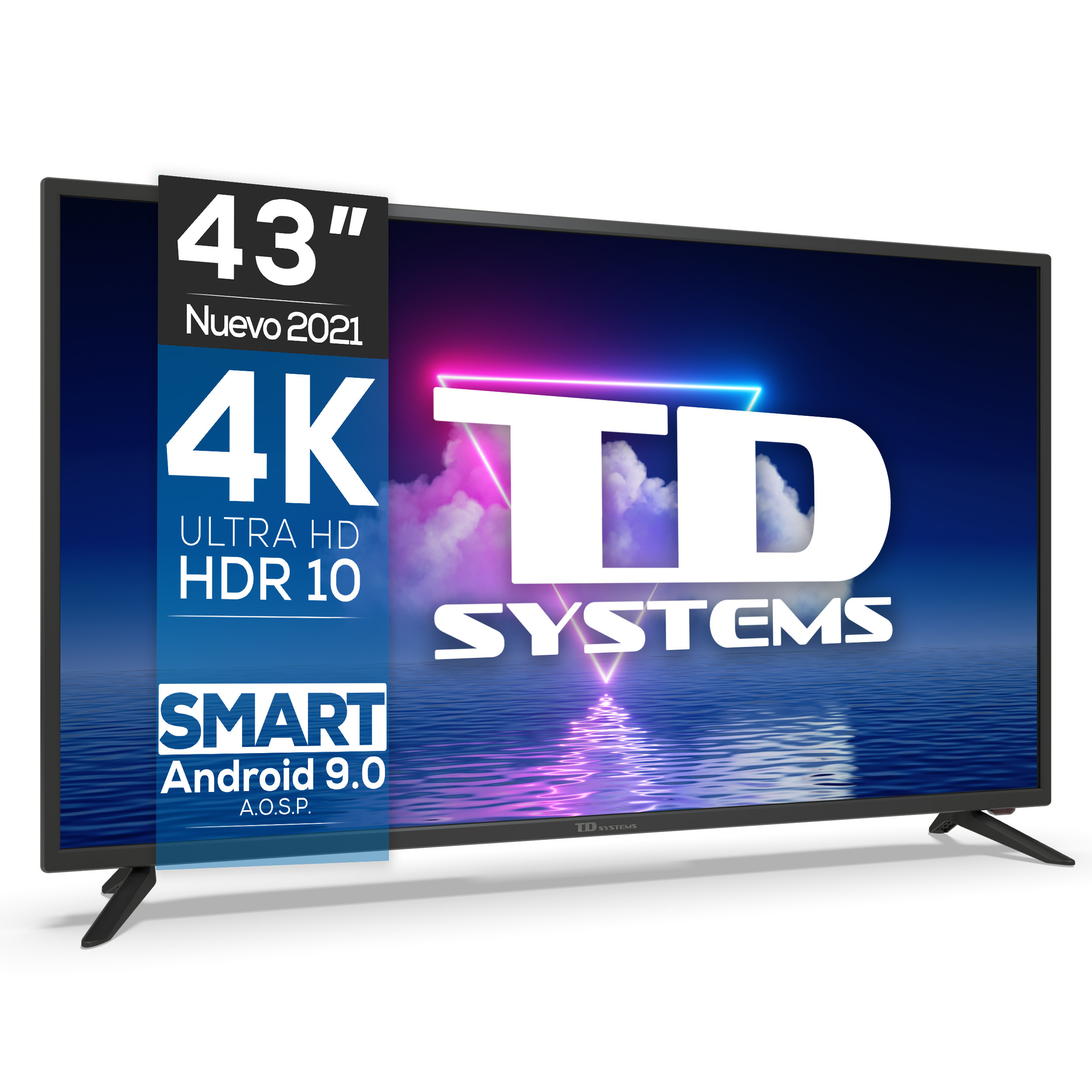 TV LED 43" - K43DLG12US TD SYSTEMS, UHD 4K, Arm Cortex A55x4, DVB-T2 (H.265)Sí, Negro