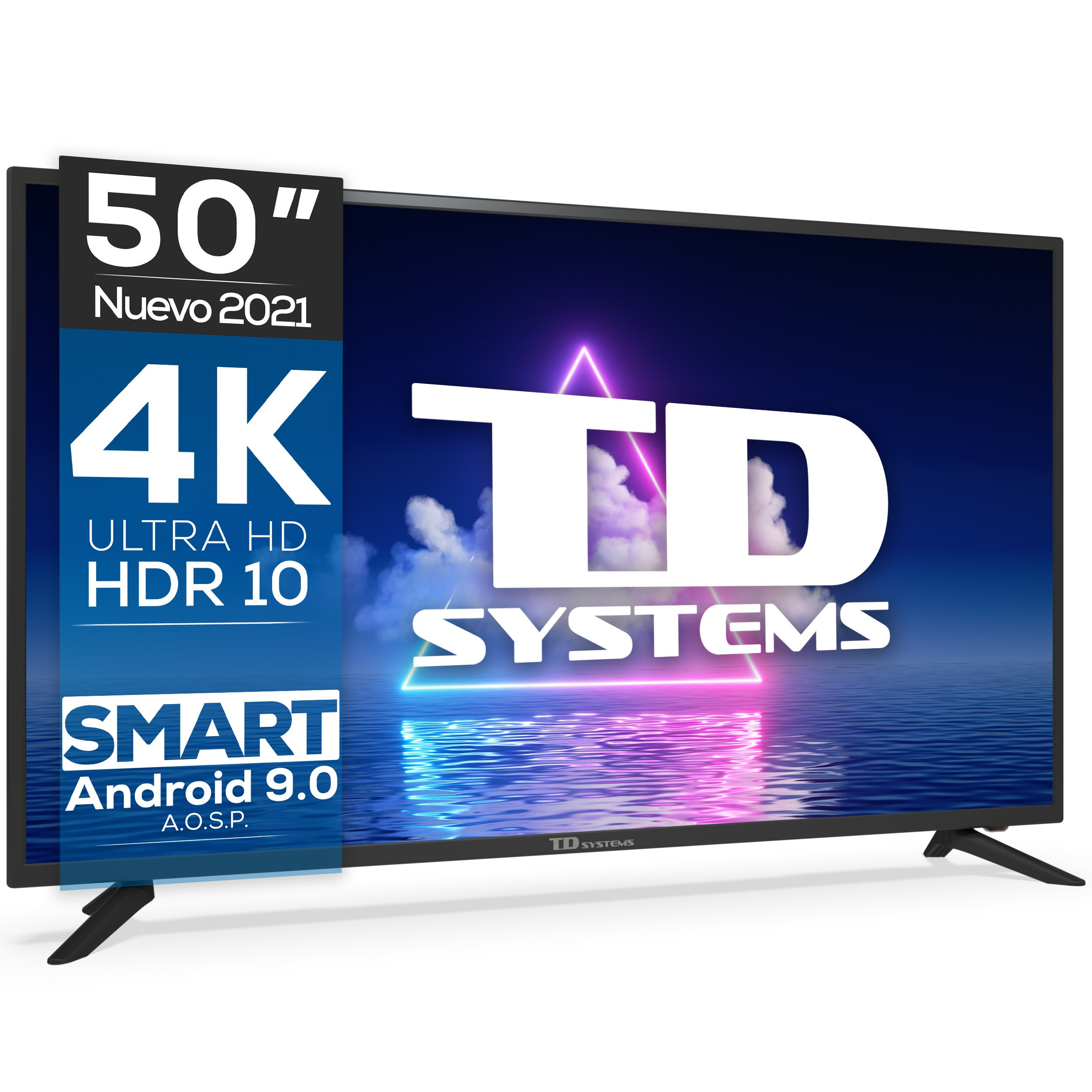 TV LED 50" - K50DLG12US TD SYSTEMS, UHD 4K, Arm Cortex A55x4, DVB-T2 (H.265)Sí, Negro