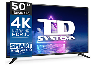 TV LED 50"  - K50DLG12US TD SYSTEMS, UHD 4K, Arm Cortex A55x4, DVB-T2 (H.265)Sí, Negro