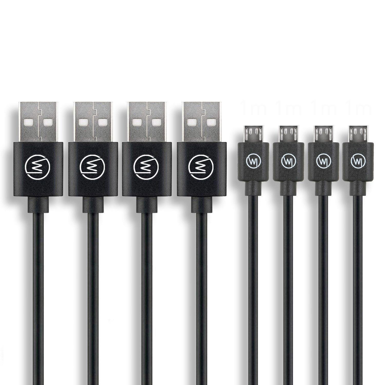 WICKED CHILI mit Handy-Ladekabel MicroUSB Schwarz Anschluss, Huawei, für Ladekabel, Realme, 1 Smartphone m, Vivo und 4x Samsung, MicroUSB