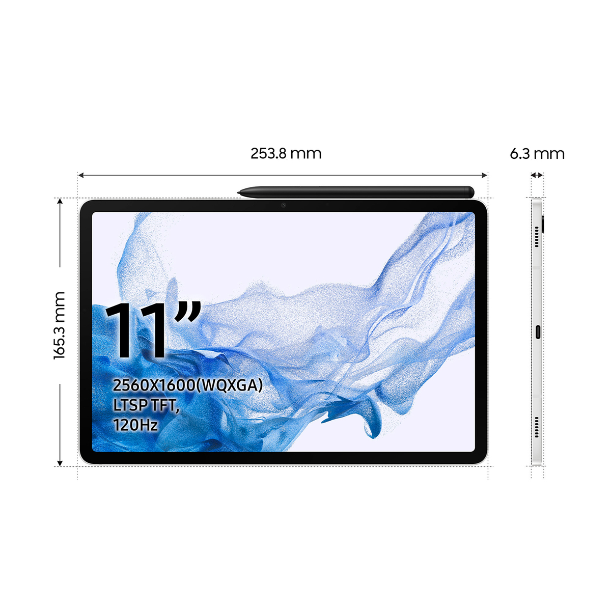 128 Galaxy S8, Zoll, silber SAMSUNG 11 Tablet, Tab GB,