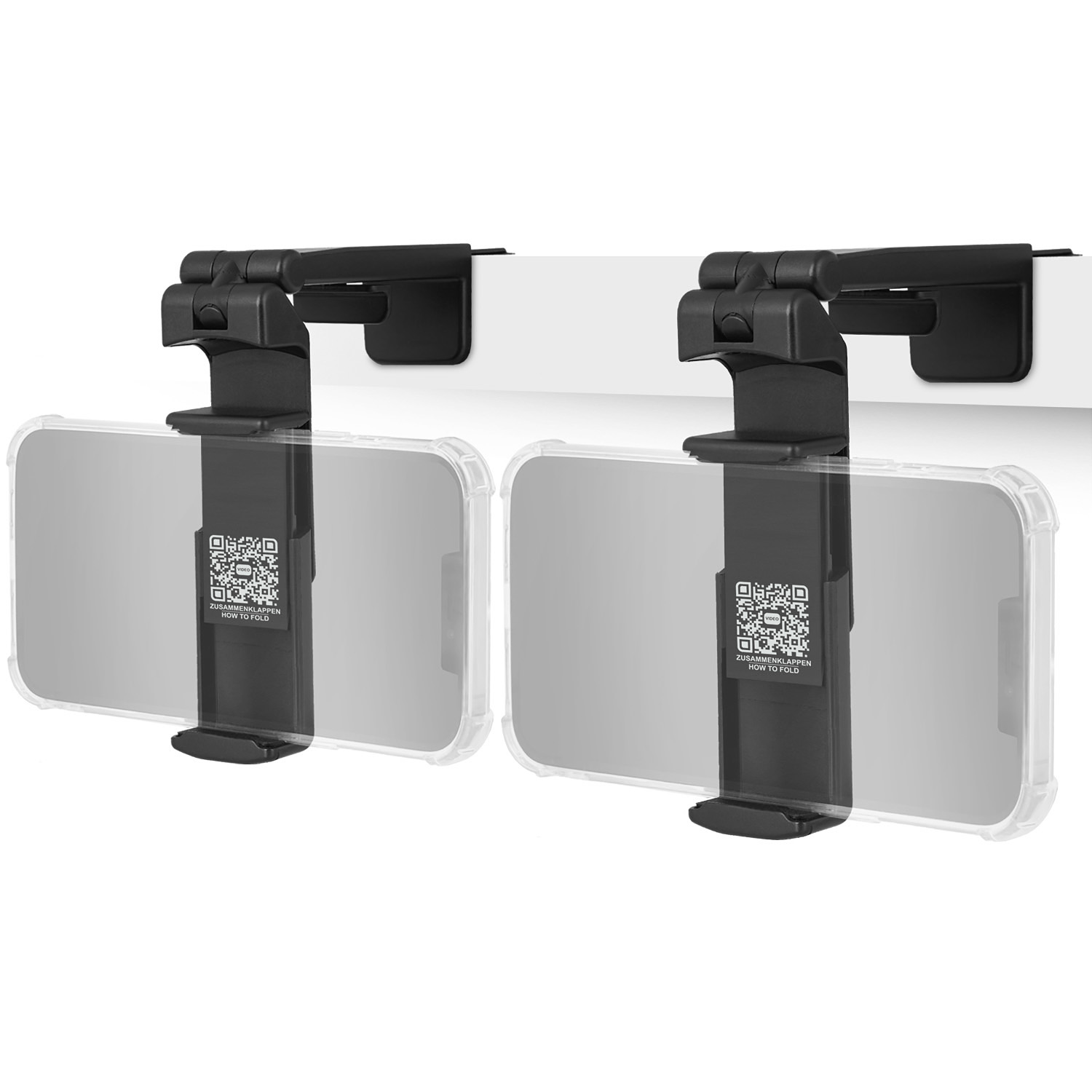 WICKED CHILI 2x faltbare Handy Handyhalterung, Bahn, Küche Homeoffice Halterung 14 - iPhone schwarz für Flugzeug, für & Bett, Tisch, 360°