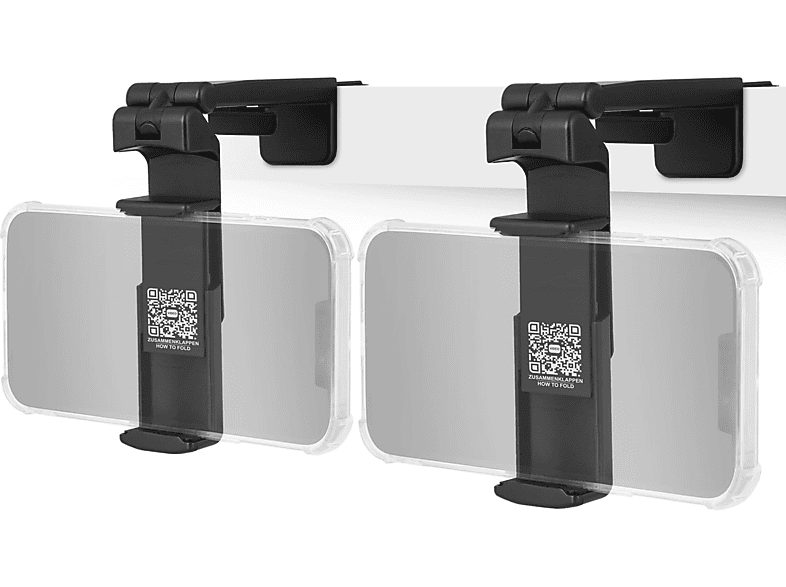 WICKED CHILI 2x faltbare Handy Halterung für iPhone 14 - 360° für Flugzeug, Bahn, Tisch, Bett, Küche & Homeoffice Handyhalterung, schwarz