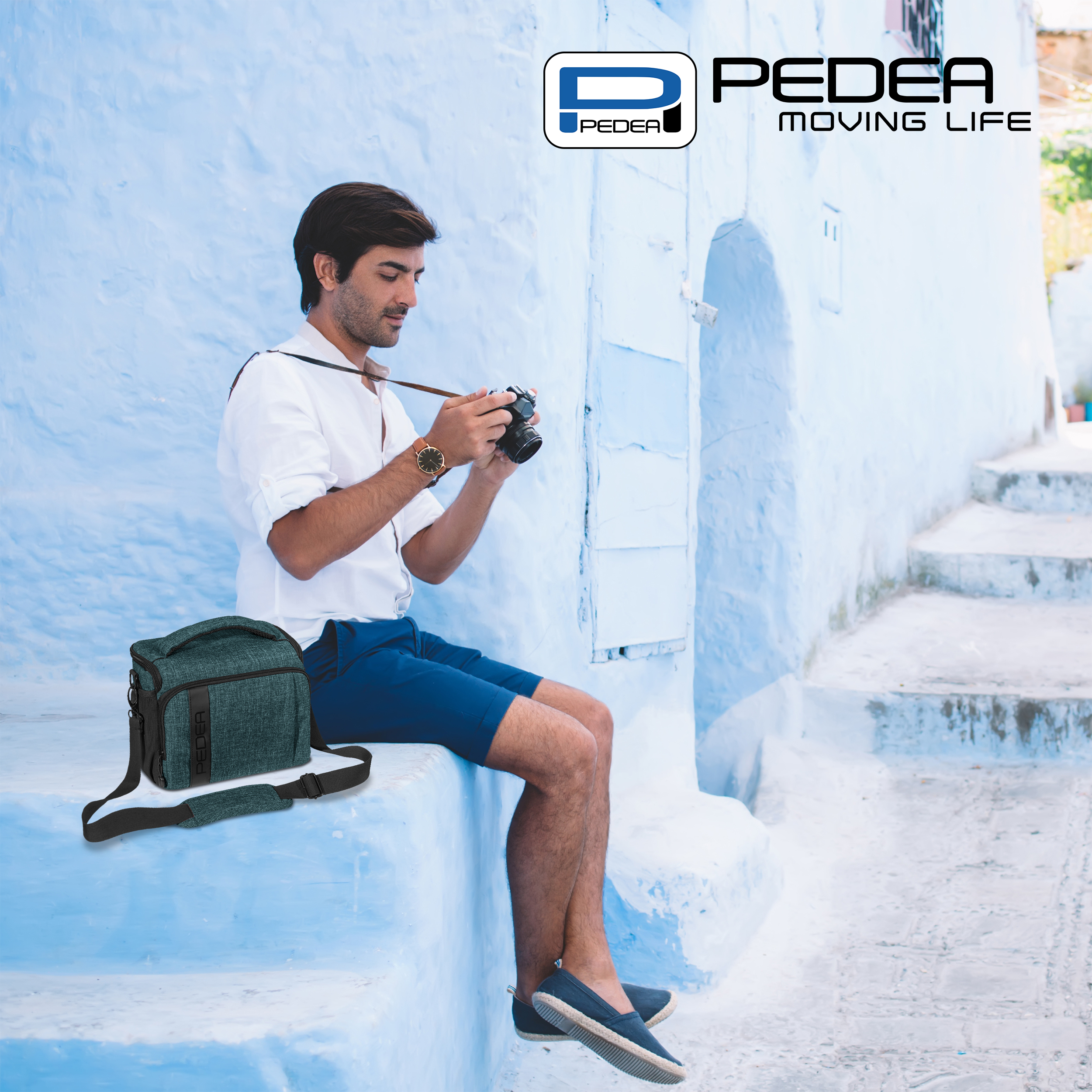 PEDEA Kameratasche mit Gr. XL Displayschutzfolie Petrol \