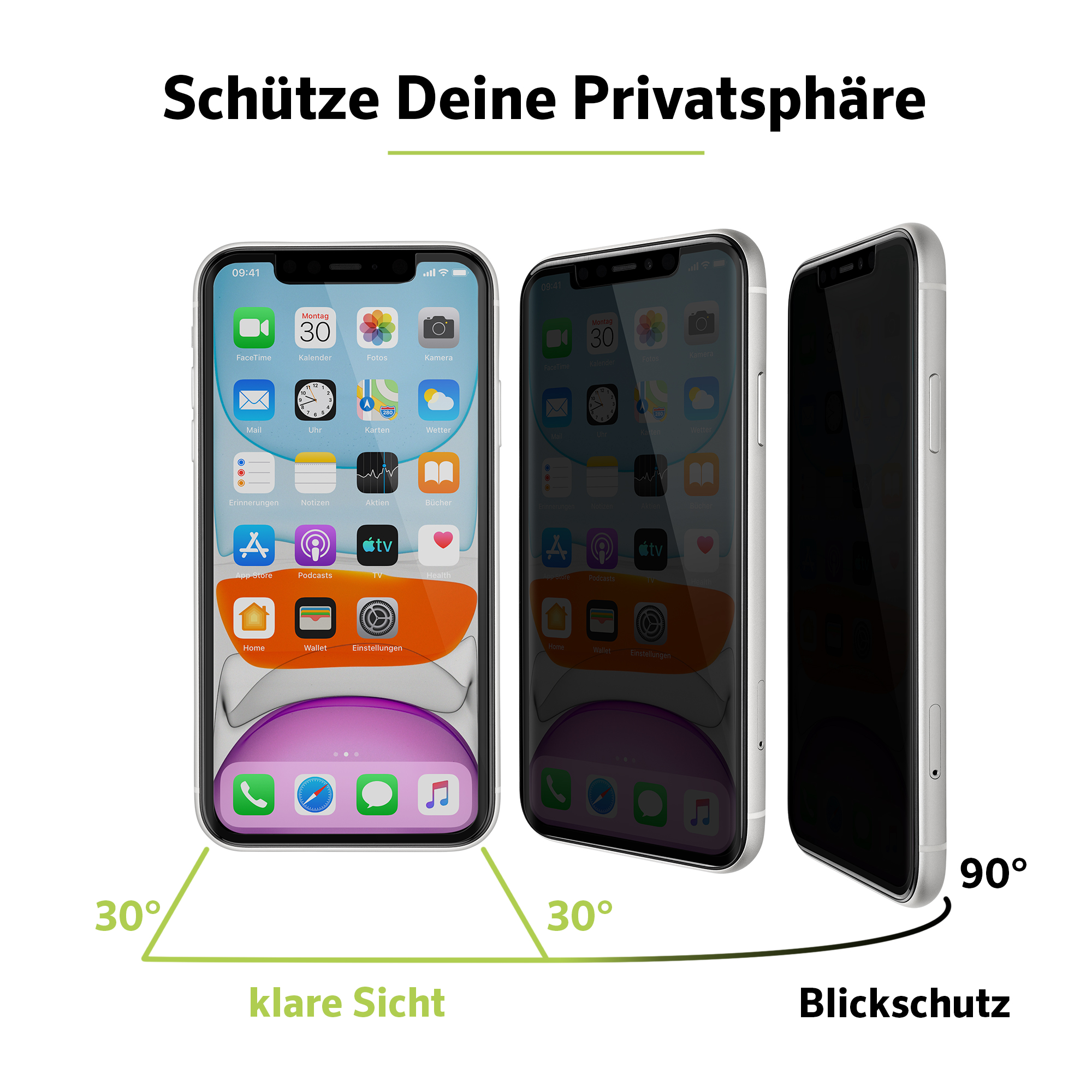 ARTWIZZ PrivacyGlass (2er Pack) Displayschutz(für / iPhone iPhone Pro) Apple X/Xs 11