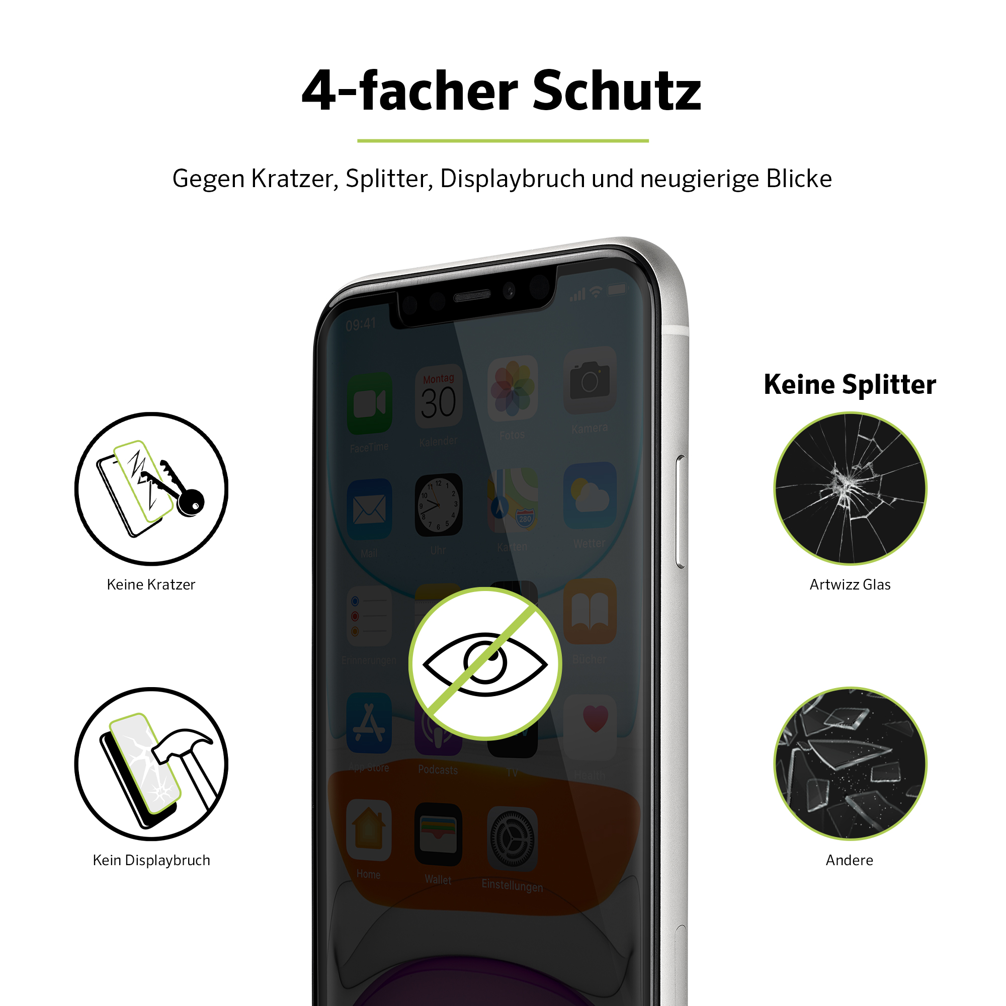 ARTWIZZ PrivacyGlass (2er Pack) Displayschutz(für / iPhone iPhone Pro) Apple X/Xs 11