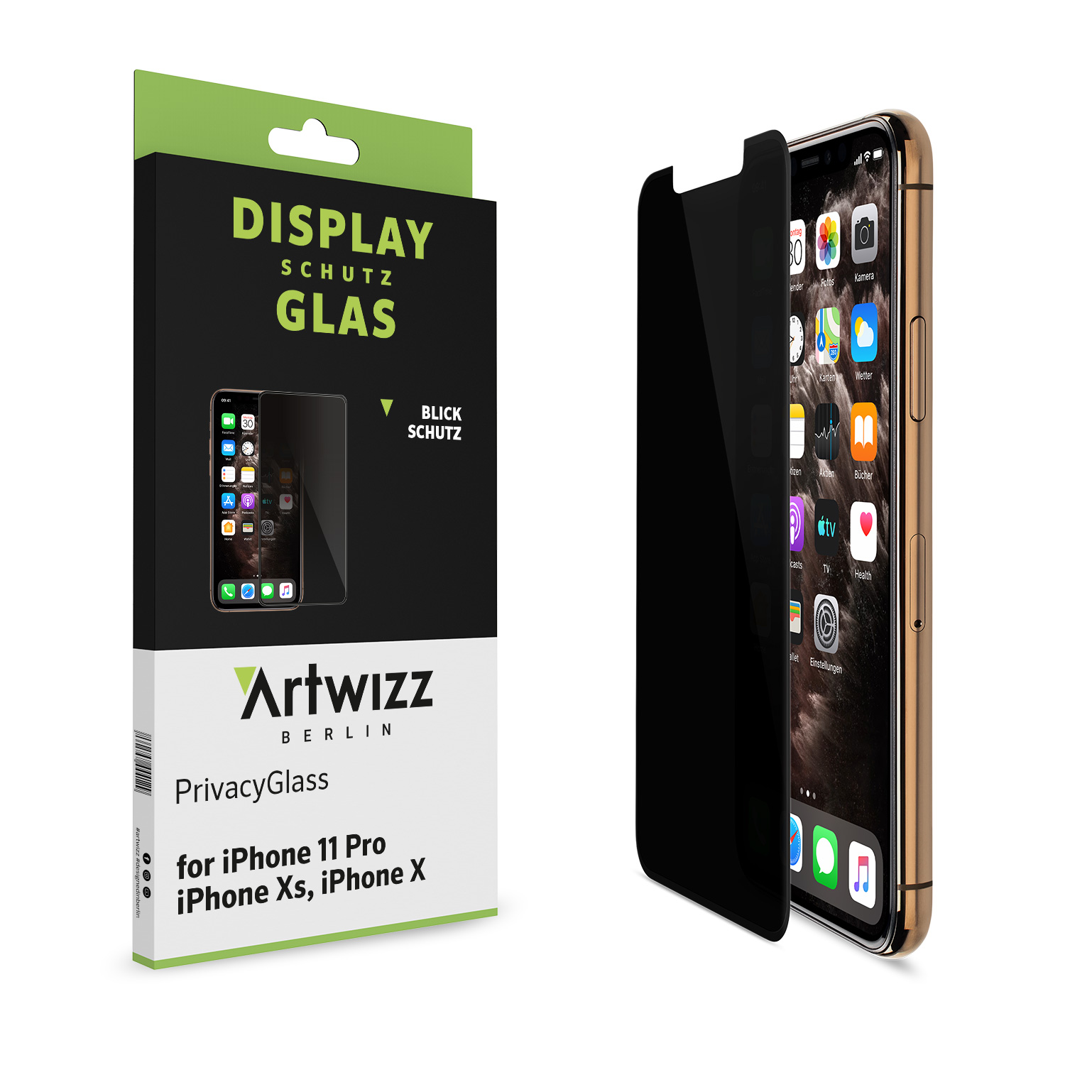 ARTWIZZ PrivacyGlass (2er Pack) Displayschutz(für / iPhone iPhone Pro) Apple X/Xs 11