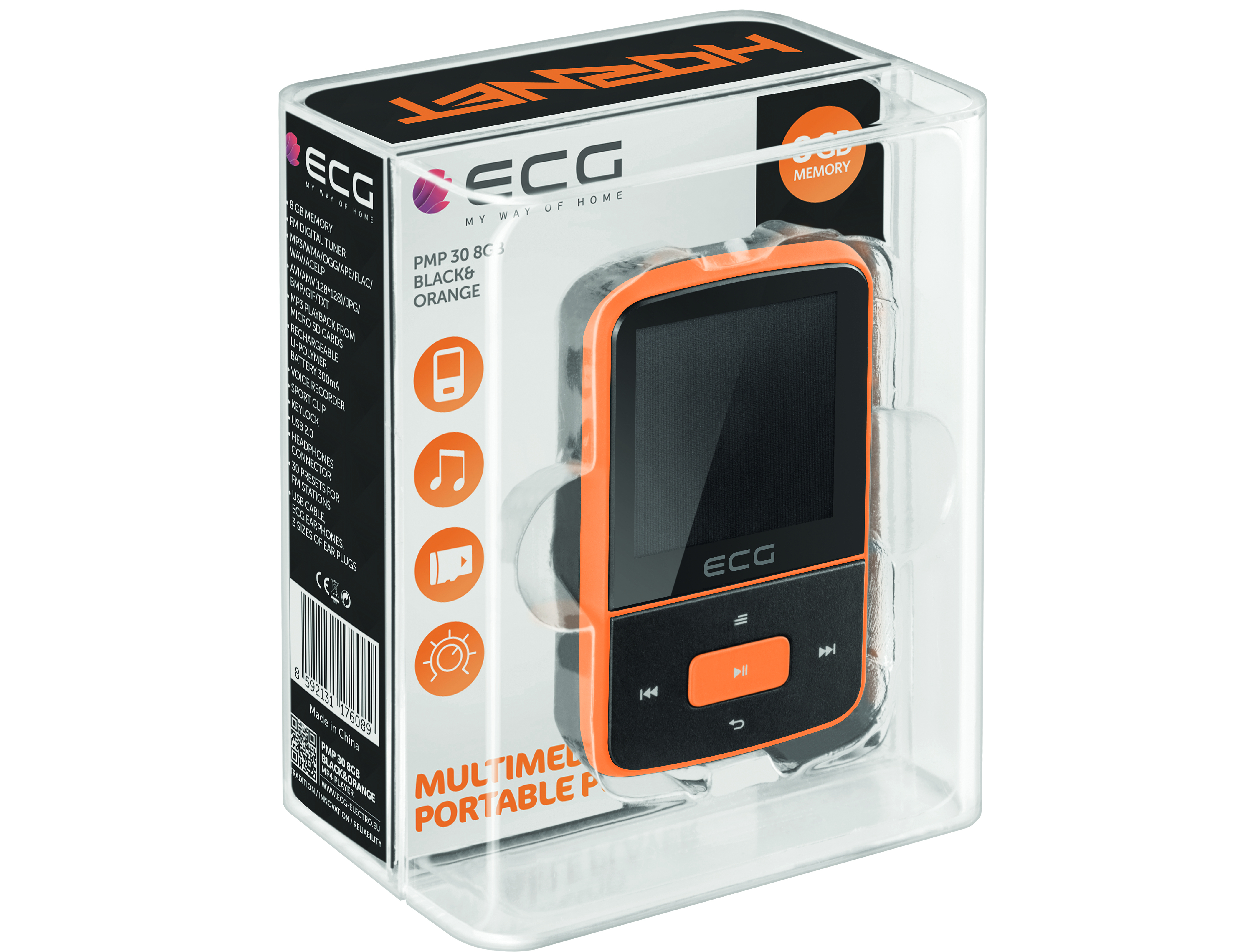 Orange | | 30 GB, 8GB MP4 Player Display Laufzeit 26 PMP 8 Stunden ECG | 1,5\