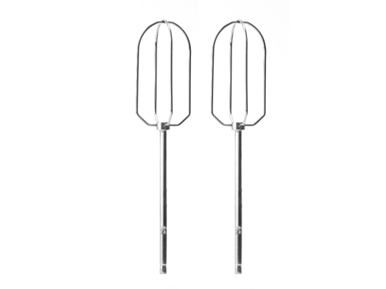 Dwa metalowe przystawki do miksera na czarnym tle.