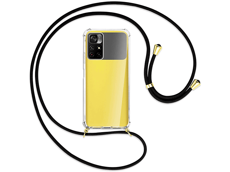 Kordel, mit Poco ENERGY Umhänge-Hülle Pro Gold / Xiaomi, MORE 5G, MTB Schwarz Backcover, M4
