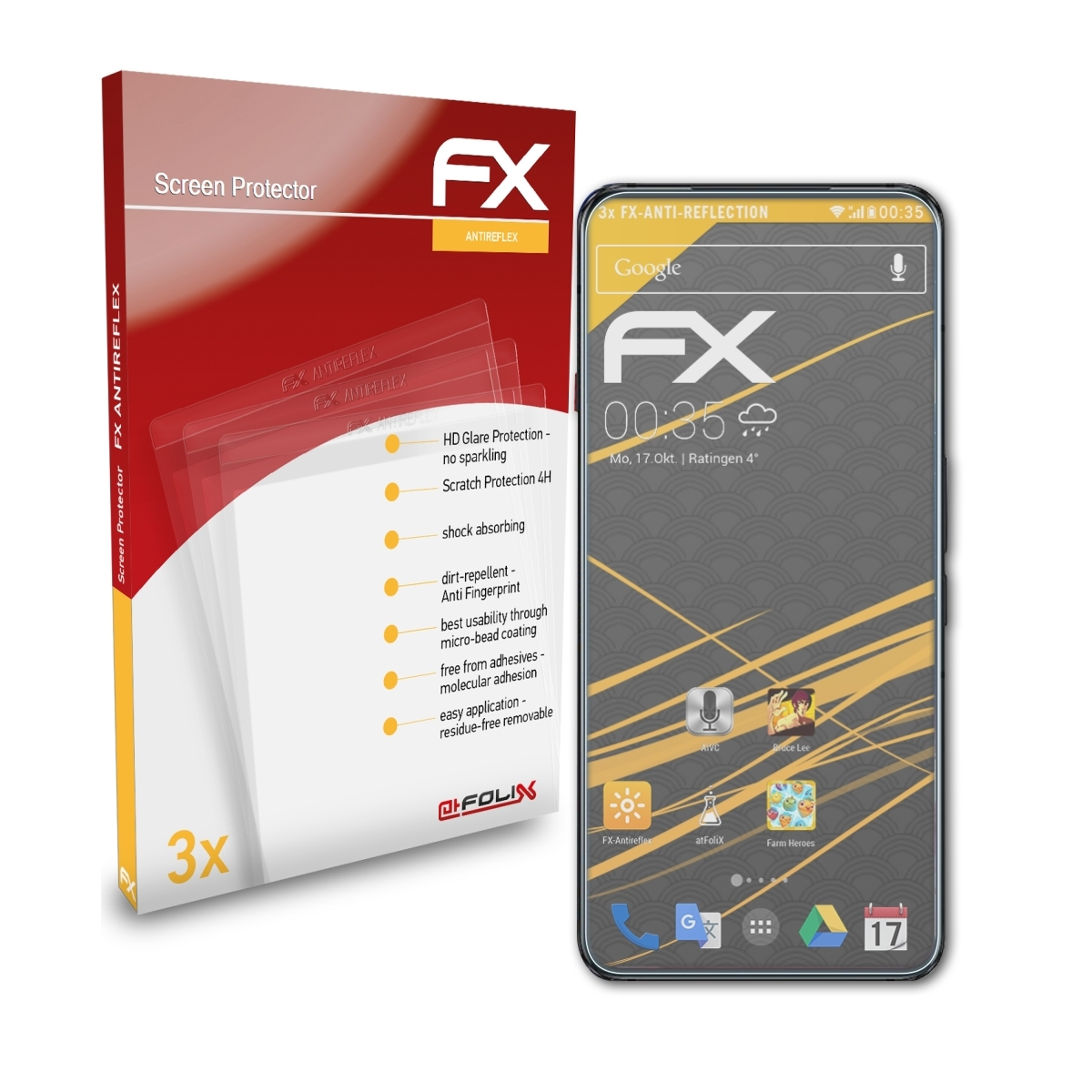 Displayschutz(für ATFOLIX Pro) 7 Nubia 3x Magic FX-Antireflex Red