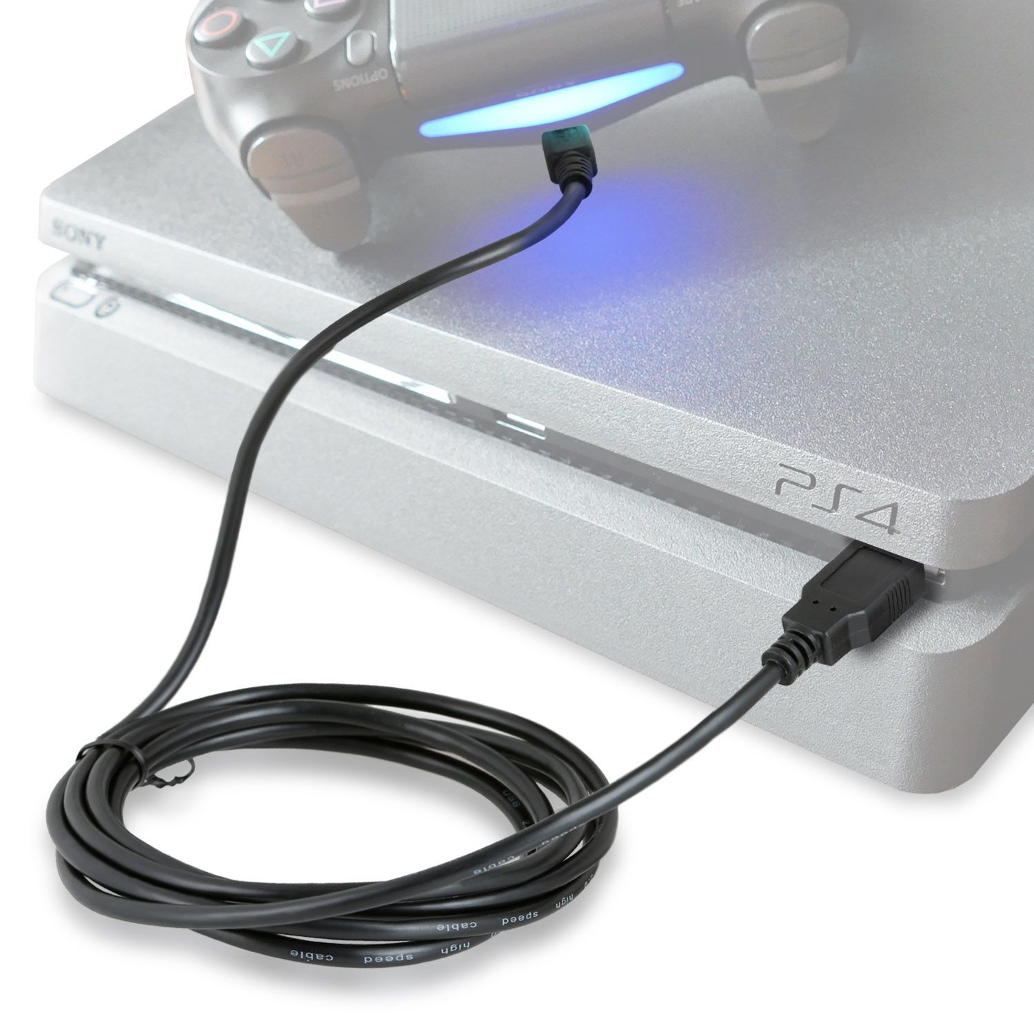 Gamepad, WICKED Controller PS4 Kabel 180cm USB für 1,8 m, CHILI schwarz MicroUSB DualShock / Ladekabel, Wireless für Kabel 4 Ladekabel
