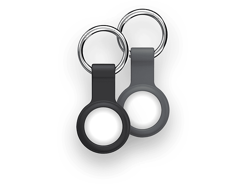 XLAYER AirTag Schlüsselanhänger 2er Pack, AirTag Schlüsselanhänger, passend für AirTags, Grau / Schwarz