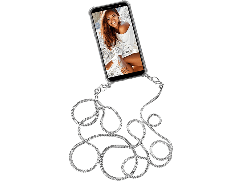 ONEFLOW Twist Case Kette, Silber Galaxy mit Samsung, A02s, Backcover