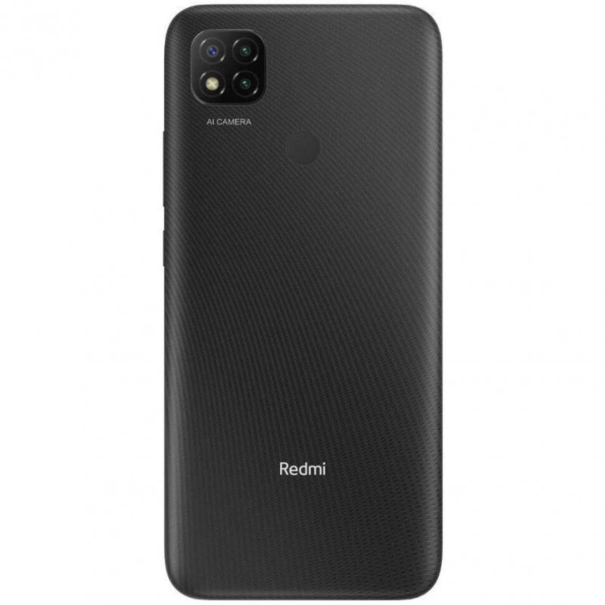 Schwarze Redmi-Telefonrückseite mit Kameras und Logo.