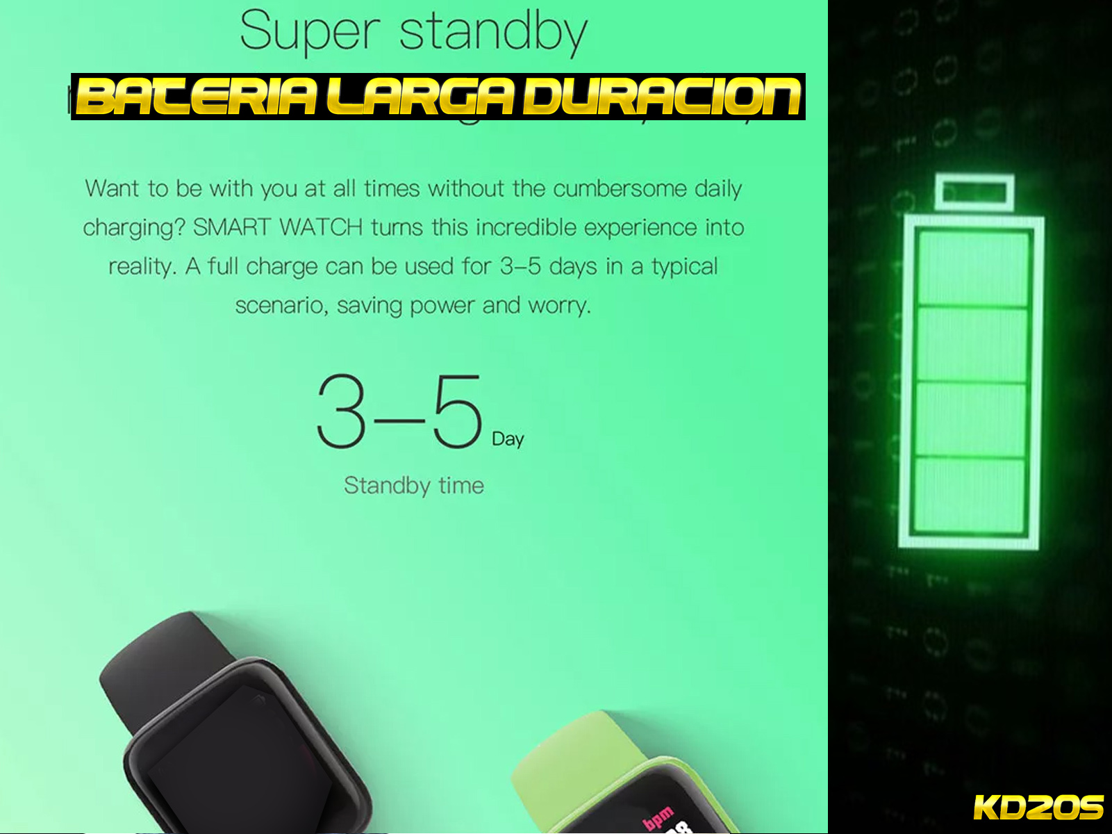 Smartwatch con indicador de batería.