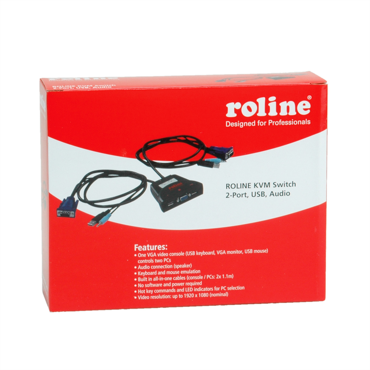 ROLINE KVM-Switch \'Star\' 2 PCs, Switch USB, VGA, Audio KVM