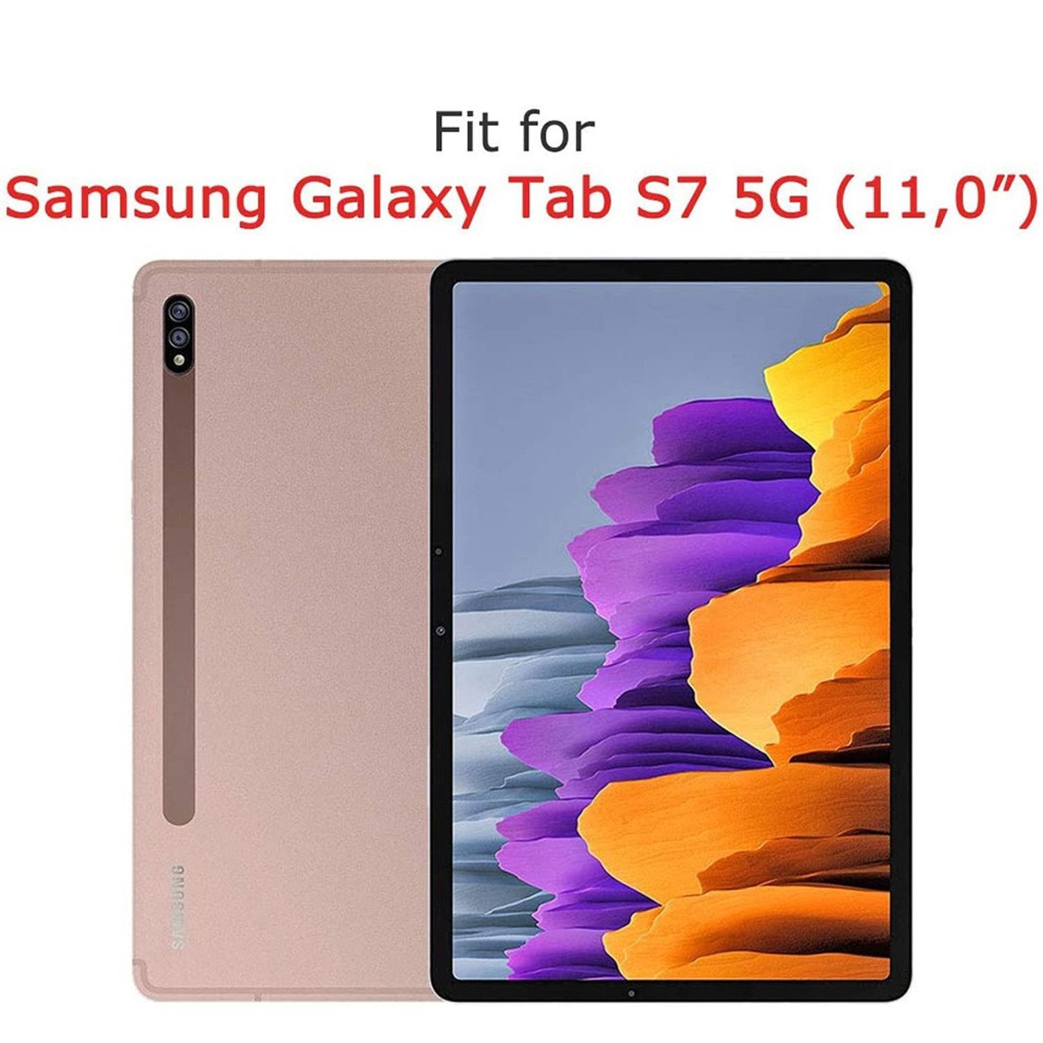 Rosa Tablet mit Text: 'Fit für Samsung Galaxy Tab S7 5G (11,0")'.