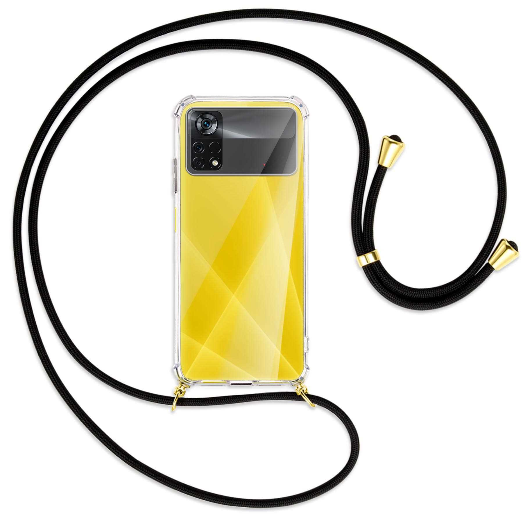 Schwarz Backcover, Gold Xiaomi, / Kordel, MORE X4 MTB Pro Poco mit Umhänge-Hülle 5G, ENERGY