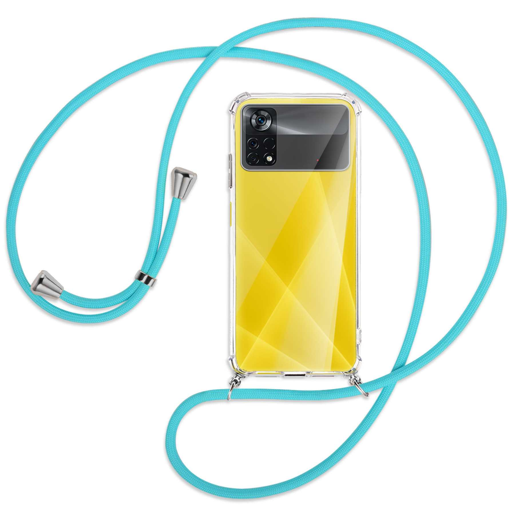 Xiaomi, Umhänge-Hülle Backcover, X4 MORE 5G, Kordel, / Silber mit ENERGY MTB Poco Türkis Pro