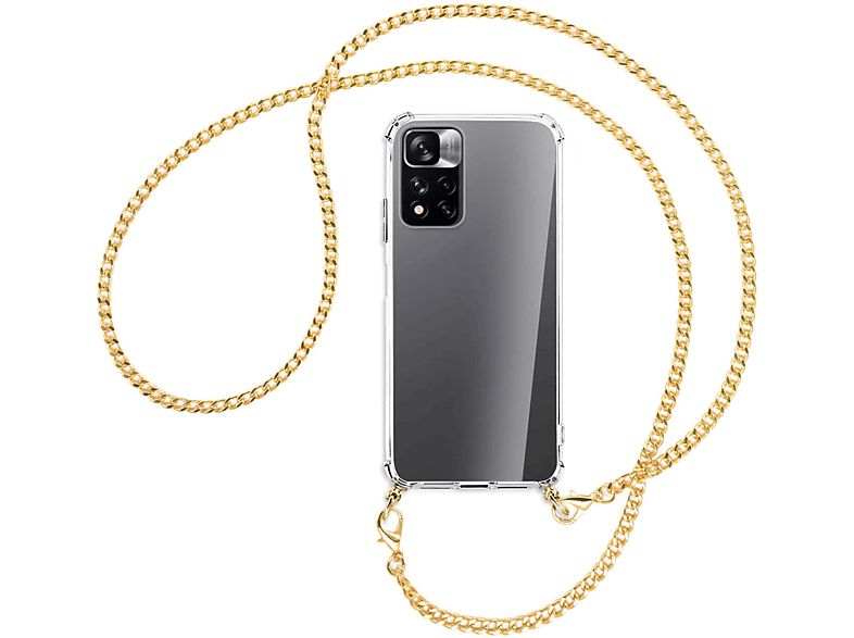 11 Note Pro Pro+, (gold) Umhänge-Hülle Kette MORE ENERGY Plus, Metallkette, MTB mit Note Redmi Redmi Backcover, Xiaomi, 11