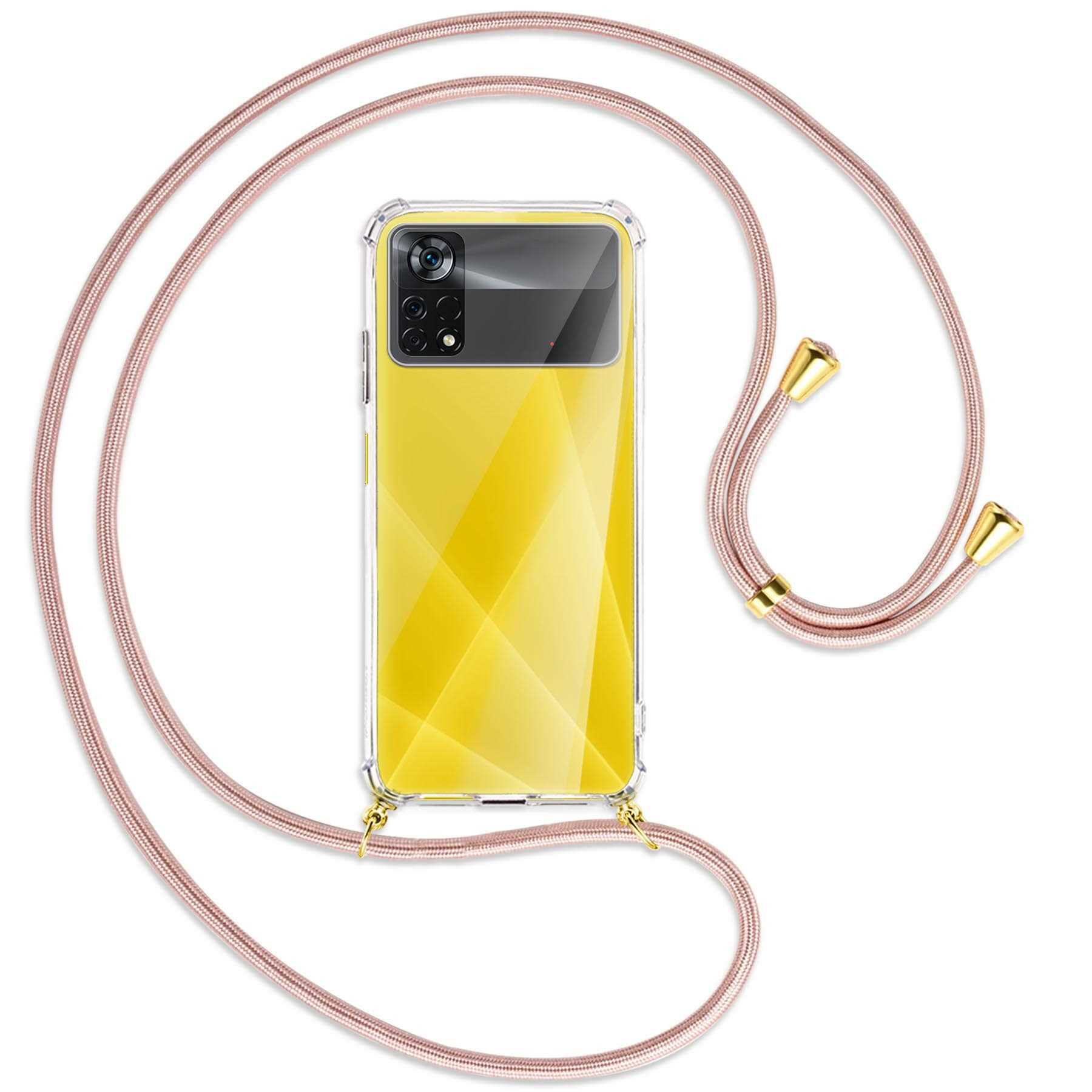 Backcover, Umhänge-Hülle Kordel, 5G, / Xiaomi, MORE mit Pro X4 MTB Rosegold Poco ENERGY Gold
