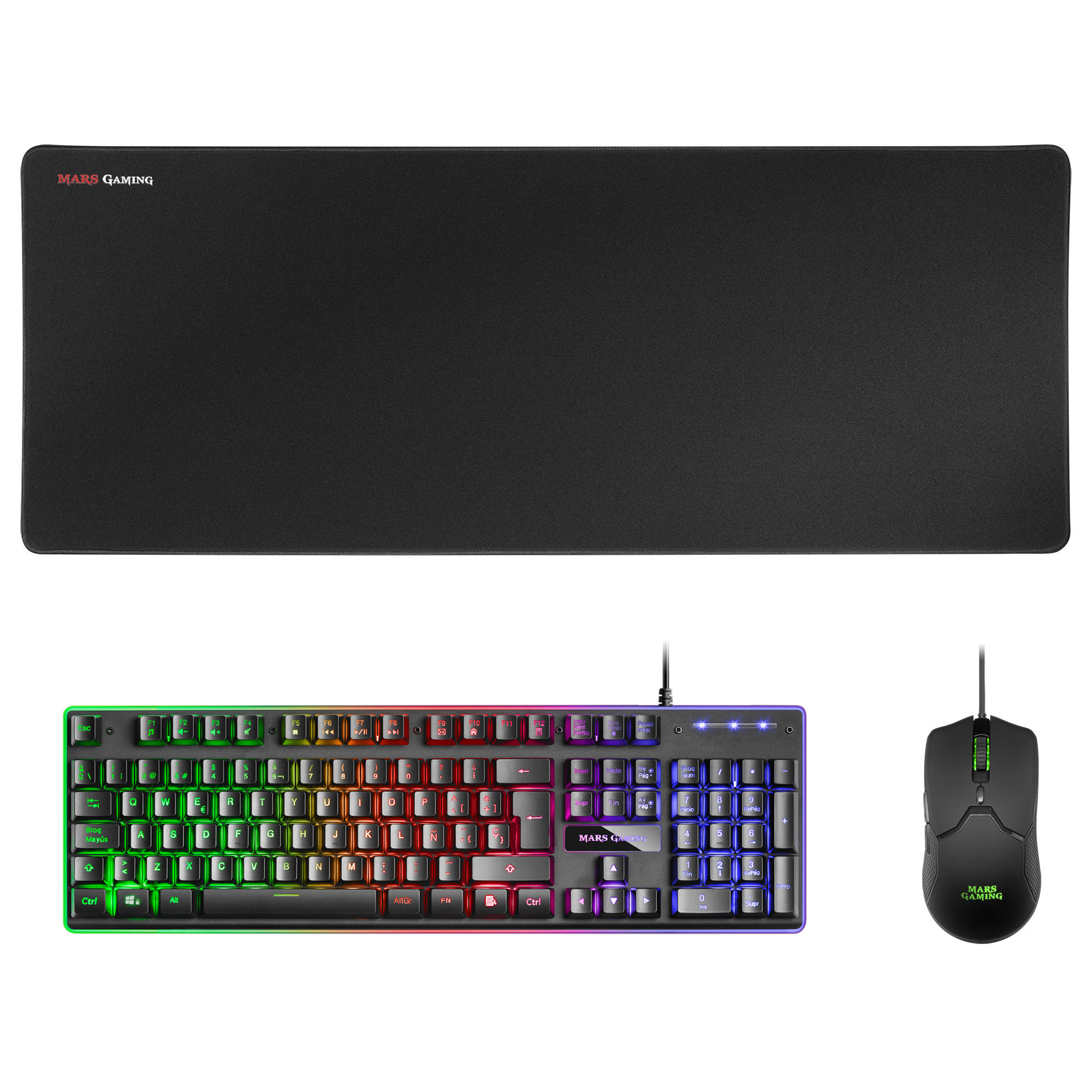 Pack Teclado + Ratón - MCPXBES MARS GAMING, Wired, Negro