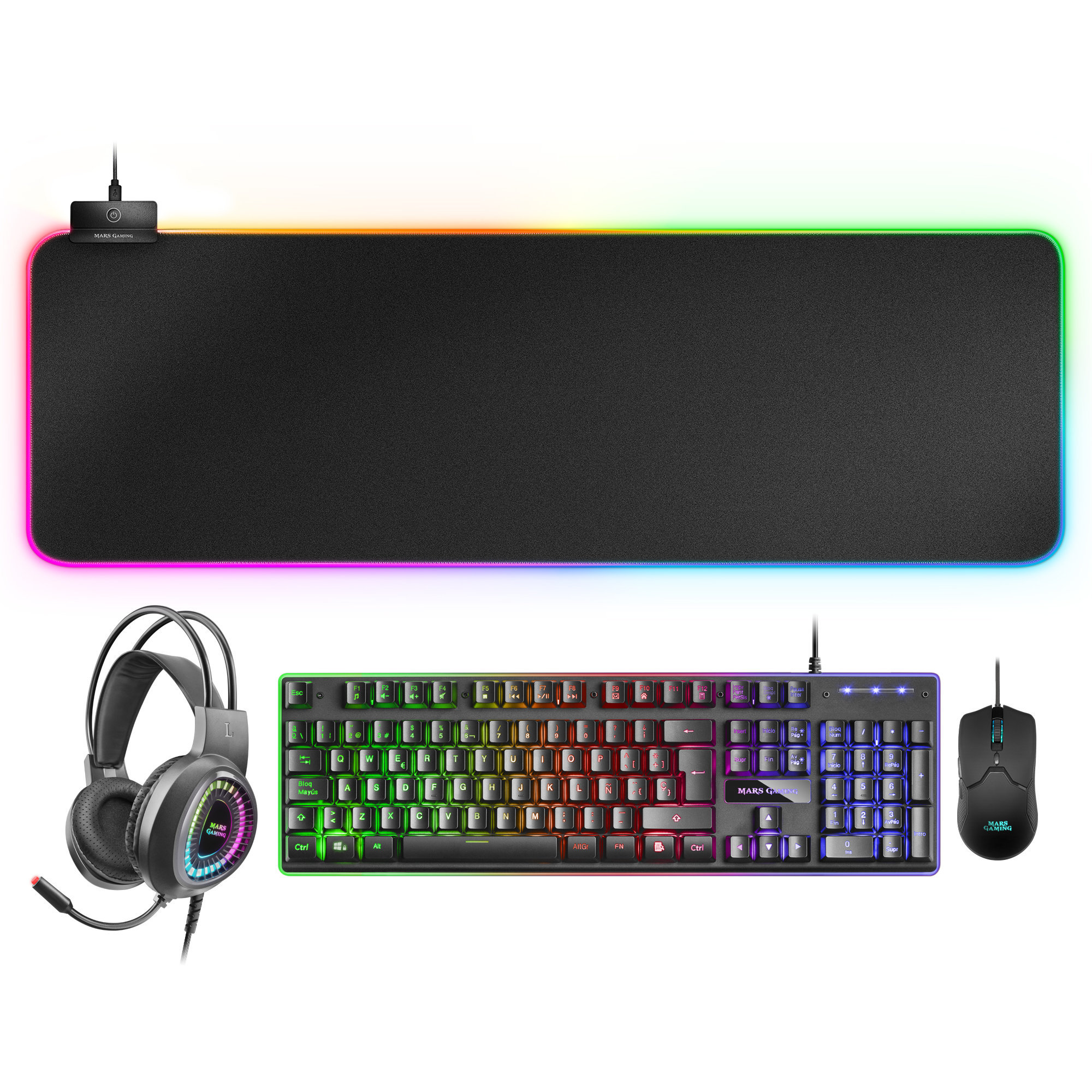 Pack Teclado + Ratón - MCPEXES MARS GAMING, Wired, Negro