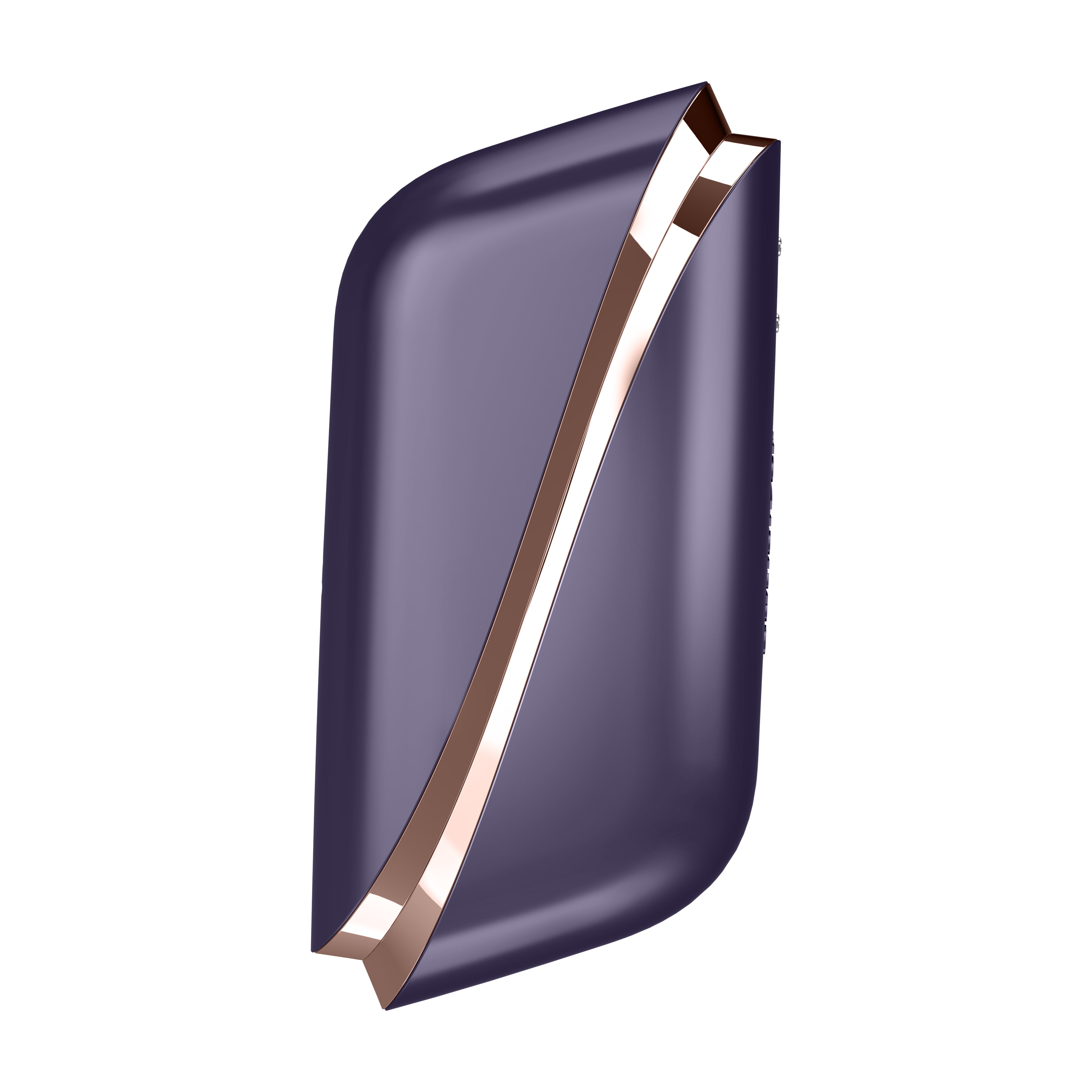 Abstrakcyjny wzór ciemnoniebieskiego obiektu ze złotym paskiem, pionowo, na białym tle.