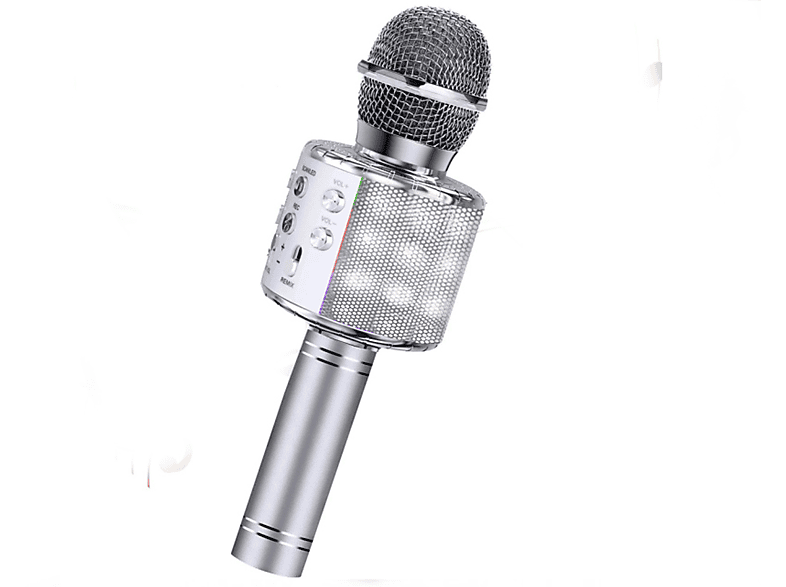 Karaoke Micrófono Altavoz Bluethooth KSING JUGUETE KLACK, Plata