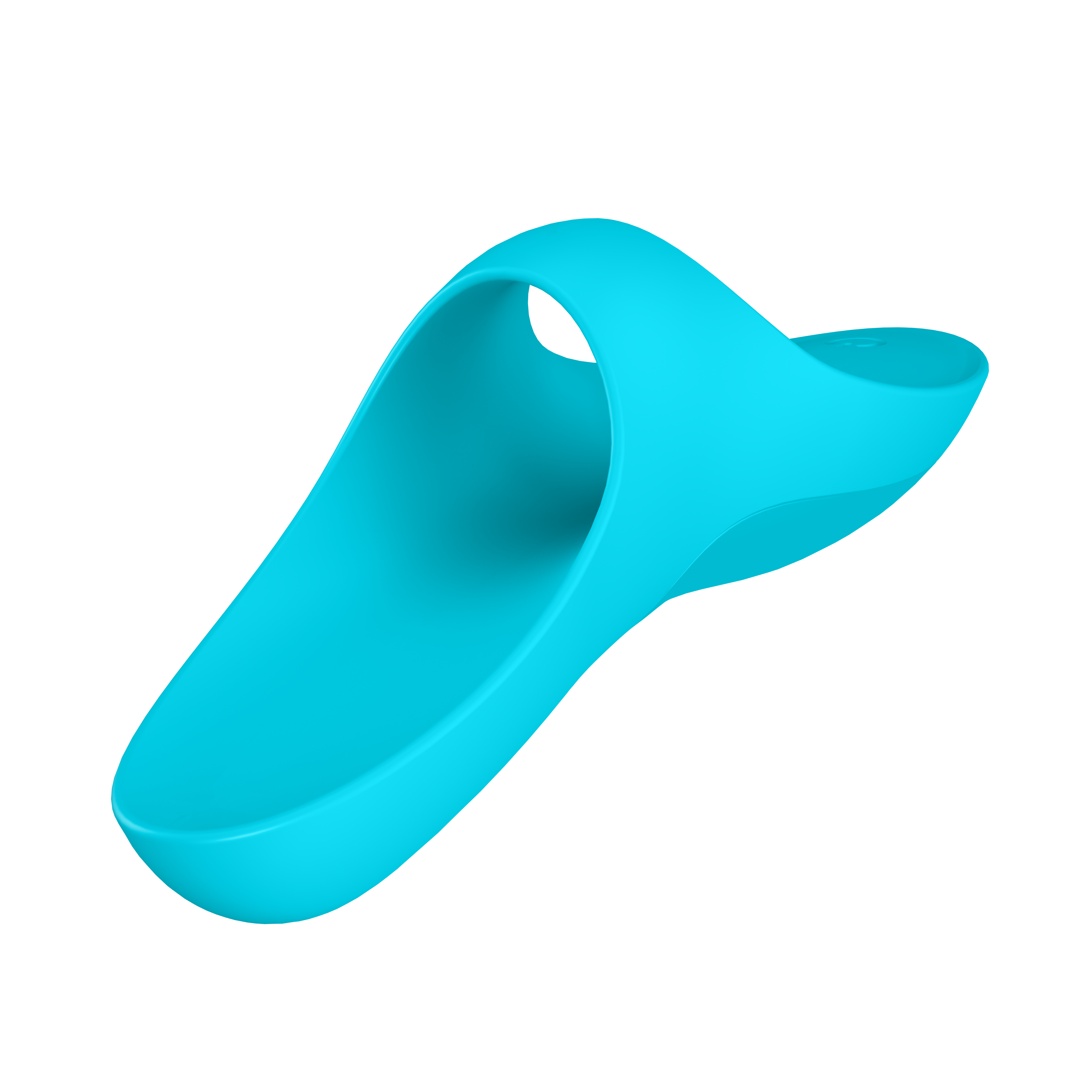 Niebieski sandał wsuwany na czarnym tle.